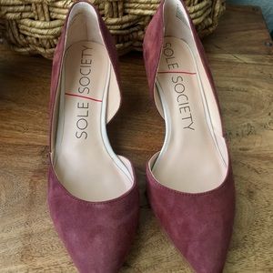 Sole Society Burgundy Suede Wedges